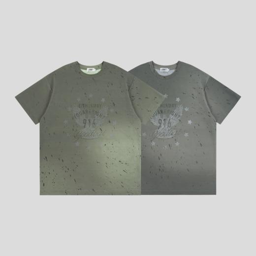 GOODBAI 916 扇形slogan泼墨渐变圆领oversize短袖T恤 商品图1