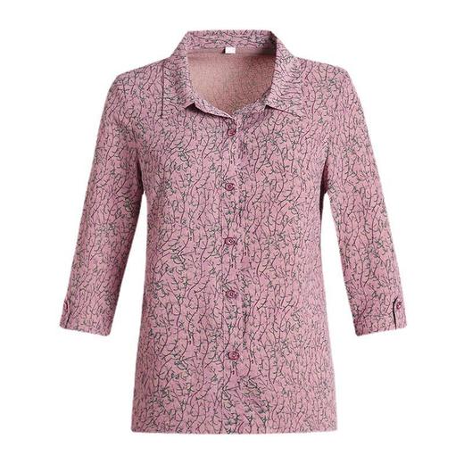 W012-6725-72-洋气气质妈妈夏装仿真丝碎花衬衫中老年女七分袖上衣薄款婆婆衬衣 商品图4