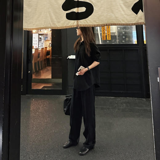 ROMI STUDIO 可机洗绵羊毛混纺简约高级感黑色休闲裤 RWCSXM1630 商品图2