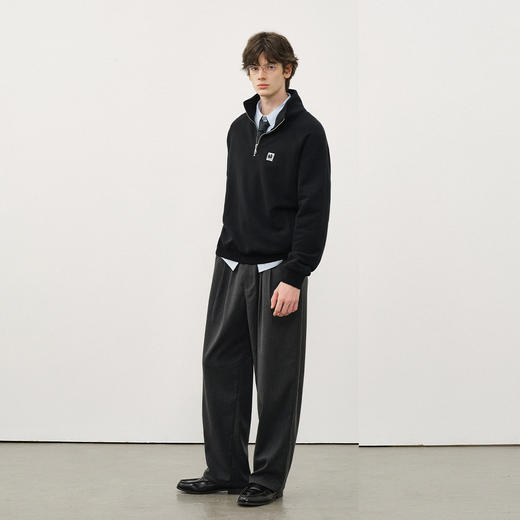 714street美式宽松落肩半拉链卫衣男2025秋冬国潮抓绒情侣款上衣 商品图2