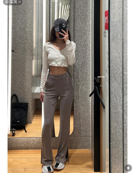 点此购买 lulu露露女士春夏季凉感砂洗垂坠喇叭裤 yw 326158 商品图5