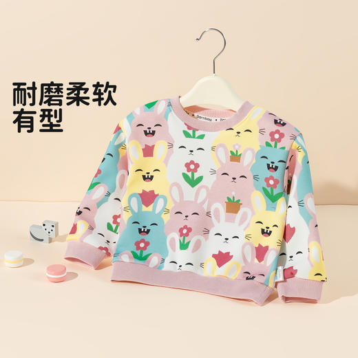 贝贝怡童装女童圆领卫衣春秋时尚卡通打底衫2025秋装儿童洋气上衣ZB3ES035 商品图4