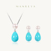 Manreya玛芮雅“海露未央”绿松石珍珠项链耳环套装复古赫本风高级感|合成绿松，淡水珍珠 商品缩略图9