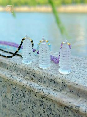 天然白水晶文昌塔晶石能量项链