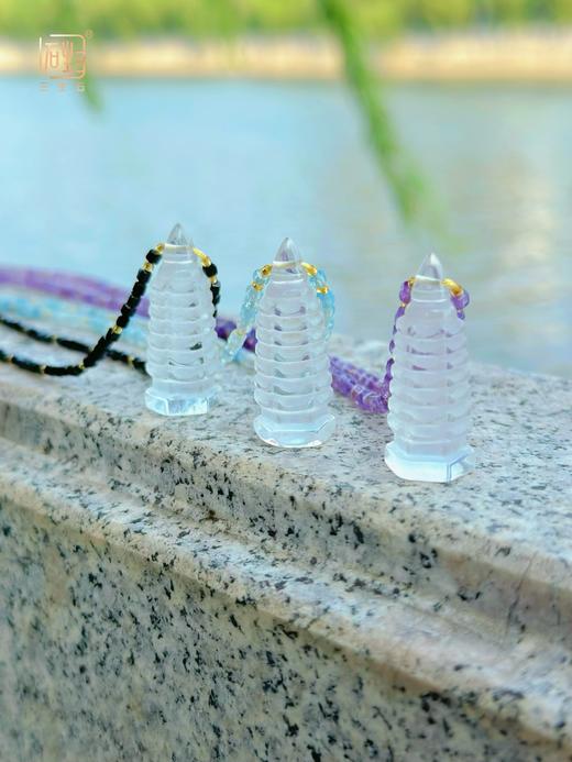 天然白水晶文昌塔晶石能量项链 商品图0