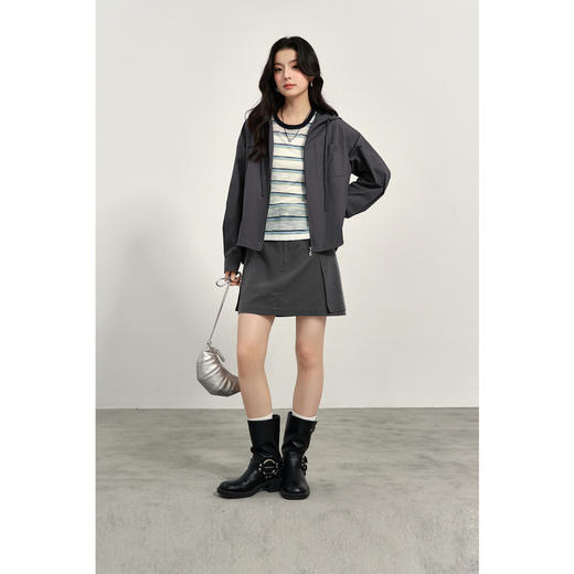 【商场同款】诗凡黎纯棉连帽通勤风衣外套2025春新款女3G3160021 商品图1