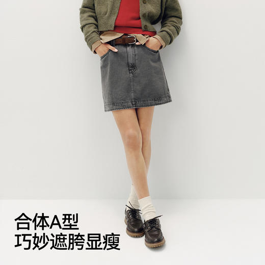 [商场同款]森马牛仔半身裙女做旧A字裙潮酷2025秋季新款辣妹短裙 商品图3