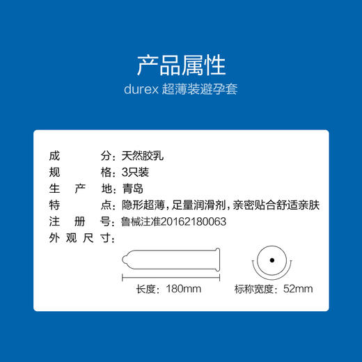 【避孕套】杜蕾斯超薄装【3只】 商品图4