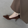【预售5天】秋季法式复古绒面尖头高跟鞋女浅口细跟职业通勤百搭气质单鞋DQ&DQ9563W 商品缩略图0