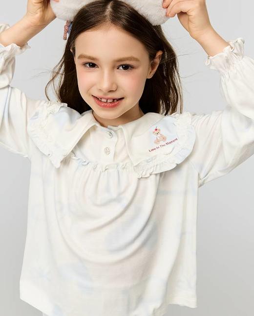 【春上新】8楼爱慕儿童Aimer Kids女孩奶皮爱心熊翻领套头长袖睡衣AK141J462，吊牌价499元 商品图3