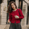 Petite Studio 25秋 Carmina红色法式针织衫miu系撞色开衫外套 商品缩略图0