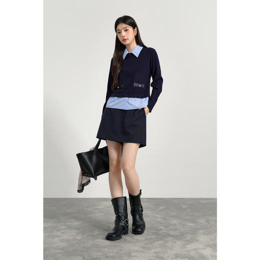 【特惠不退货】诗凡黎老钱风撞色拼接针织衫2025春新款女3G2130301 商品图1