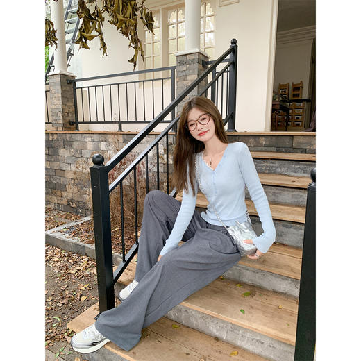 <曾小咸推荐>现货秒杀 ！微信超特价！褶皱蕾丝边阔腿西装裤 日常199.99 立减110 秒杀89.99！！ 商品图3