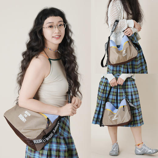 趁早即刻出发休闲斜挎邮差包大容量通勤撞色百搭骑行户外单肩包 商品图3