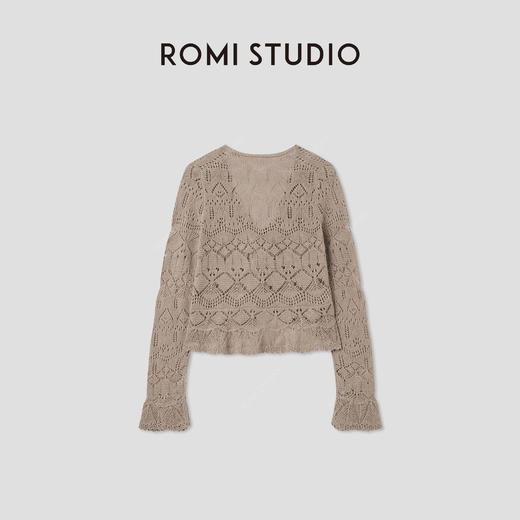 ROMI STUDIO“随性松弛”天然亚麻法式镂空编织系带开衫 RWCRSZ4589 商品图1