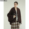 COCOBELLA蝙蝠袖毛呢外套秋冬水波纹质感斗篷呢子大衣WL3222 商品缩略图0