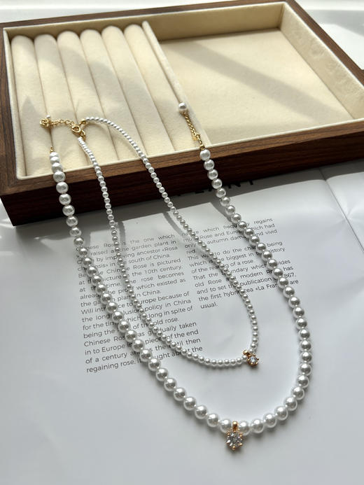 小众品牌正品简约经典优雅温柔珍珠真锆钻项链 商品图2