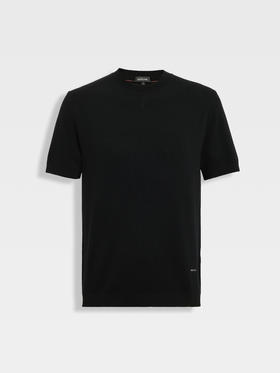 callisto璀璨黑巴素兰羊毛短袖毛衣