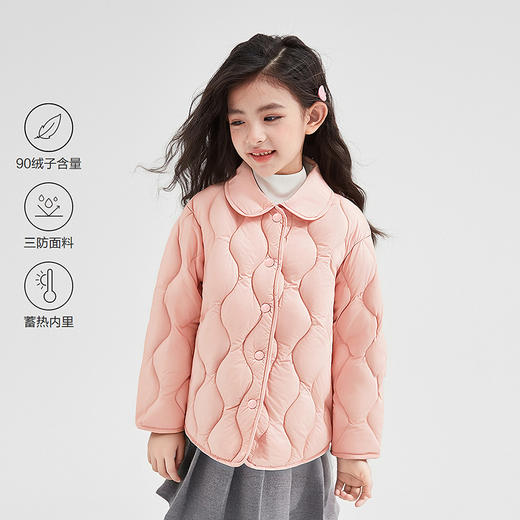 笛莎Deesha 童装女童羽绒服2025冬新款女童衬衫式轻羽绒 商品图0