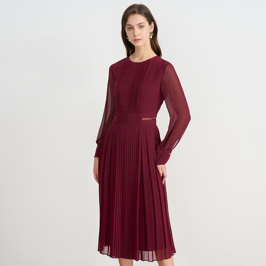 EITIE爱特爱气质高级感网纱垂坠长袖连衣裙B2507684L 商品图5