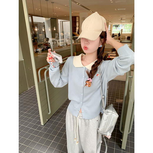 <曾小咸推荐>3.20现货秒杀 ！微信超特价！撞色polo领小狗刺绣针织衫 日常169.99 立减90 秒杀79.99！！ 商品图3