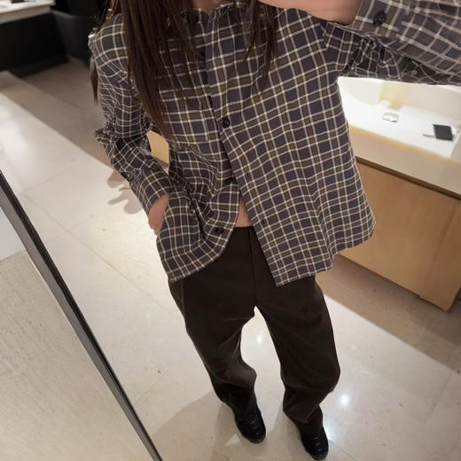 ROMI STUDIO"美式复古"100%棉经典格纹翻领宽松衬衫 RWBSSM1502 商品图1