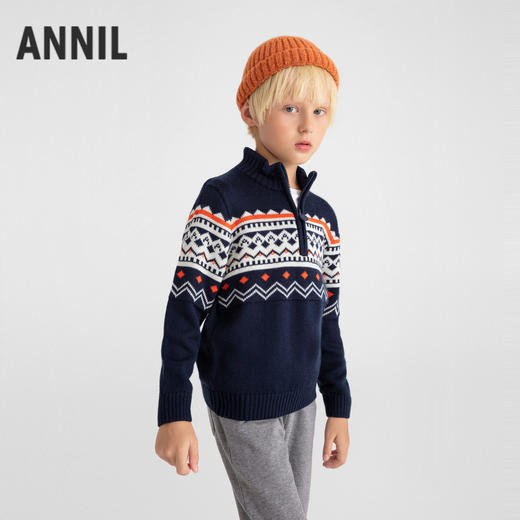 男童半开领毛衫冬季新款安奈儿童装EB544609 商品图1