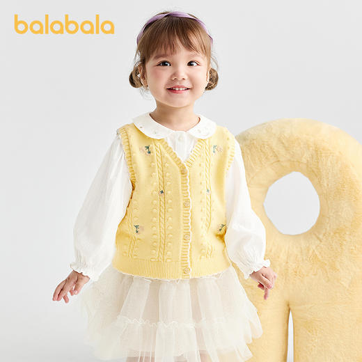 【商场同款】巴拉巴拉宝宝针织马甲女童开衫V领2025秋季新款毛衣 商品图0