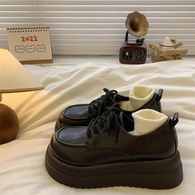 【学院风❗️哑光小皮鞋】英伦风学院风厚底增高鞋，日系玛丽珍鞋圆头单鞋，黑色鞋子百搭休闲单鞋女学院风鞋子L