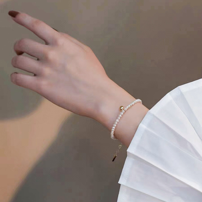 可爱天然淡水珍珠项链女小众设计感小金豆爱心手链尾链