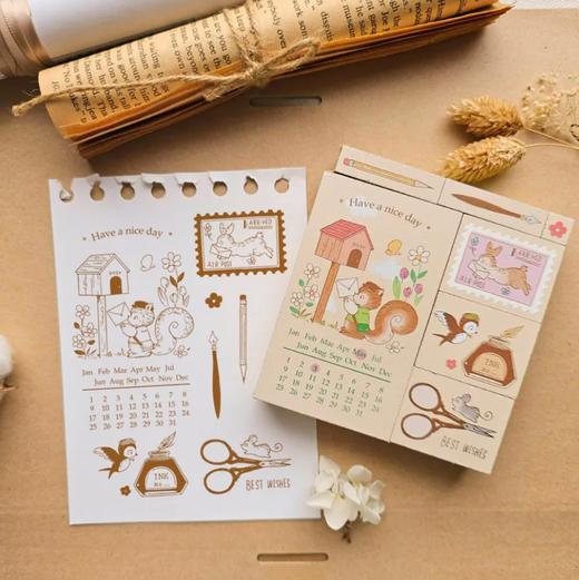 micia美日 楓芸手作文具坊 x 松鼠郵局萬年曆7入組 商品图0