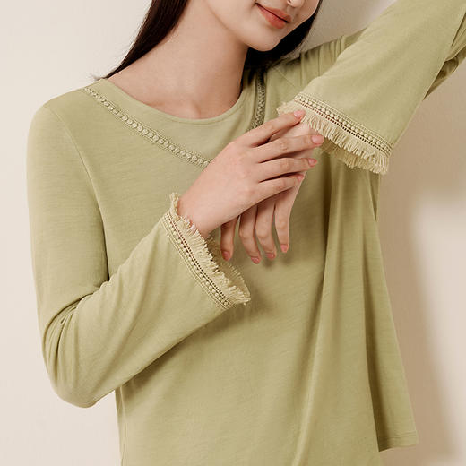 【深睡眠蚕丝睡衣】金三塔针织睡衣女桑蚕丝羊毛宽松家居服衣裤套  YZFFC201 商品图1