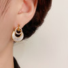 【预售3天】s925银针百搭设计感锆石贝壳双圈耳环气质简约温柔耳钉耳饰E03-106 商品缩略图0