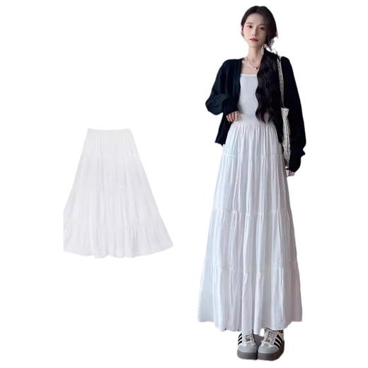 【韩系温柔风❗白色蛋糕裙】上身高级又气质，轻松打造清新可爱感，触摸顺滑细腻，高腰A字版型设计，拉长腿部比例，隐藏腿部肉肉，高腰显瘦百搭半身裙松紧腰小个子中长裙L 商品图4