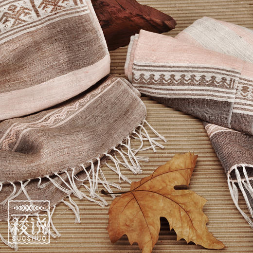 【梭说】限量 木.踏歌行 纯手工撞色亚麻围巾 侗族传统织锦工艺 商品图0