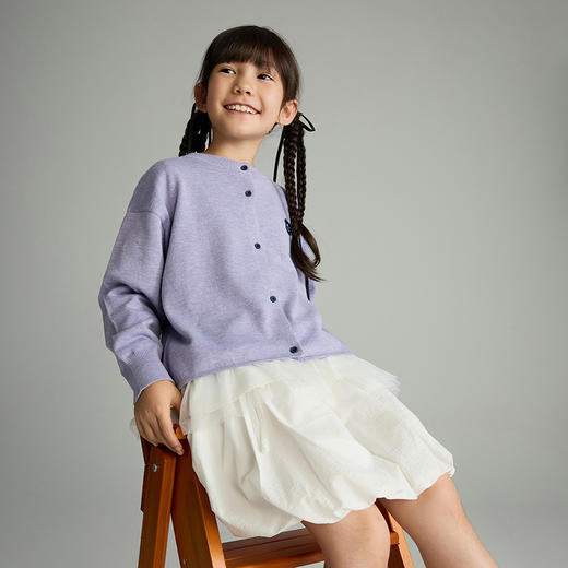 漫画家【花苞衫】两面穿羊毛混纺 甜美设计感亲肤柔软儿童开衫 商品图1