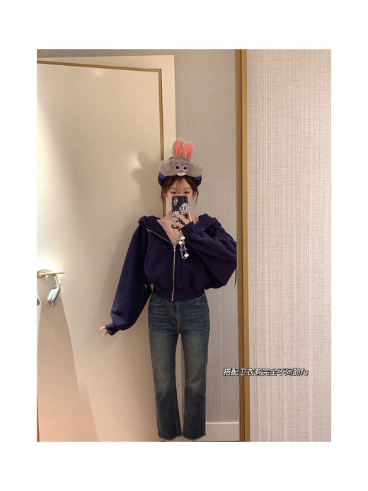 金蘑菇菇 《穿卫衣的女明星》·厚绒深秋版 / 秋冬卫衣外套修身短款 商品图4