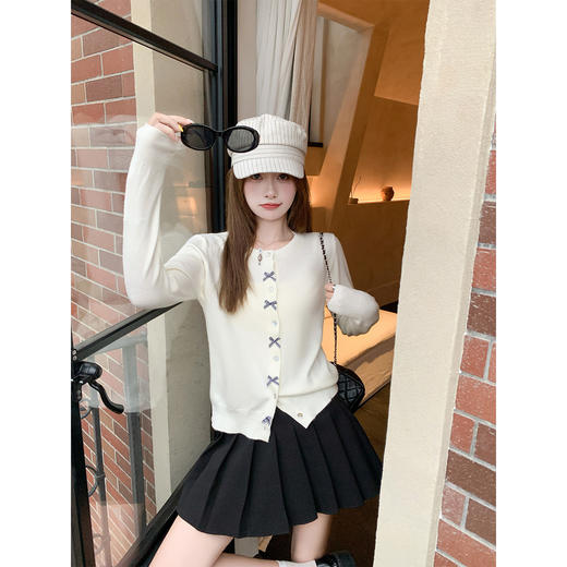 <曾小咸推荐>韩系甜美风蝴蝶结长袖针织开衫 商品图2