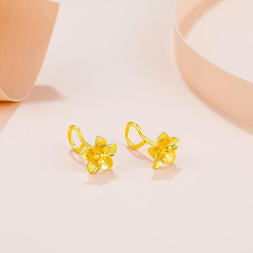 周六福黄金耳钉女计价足金星星金花耳针耳环耳饰耳钩节日礼物 商品图2