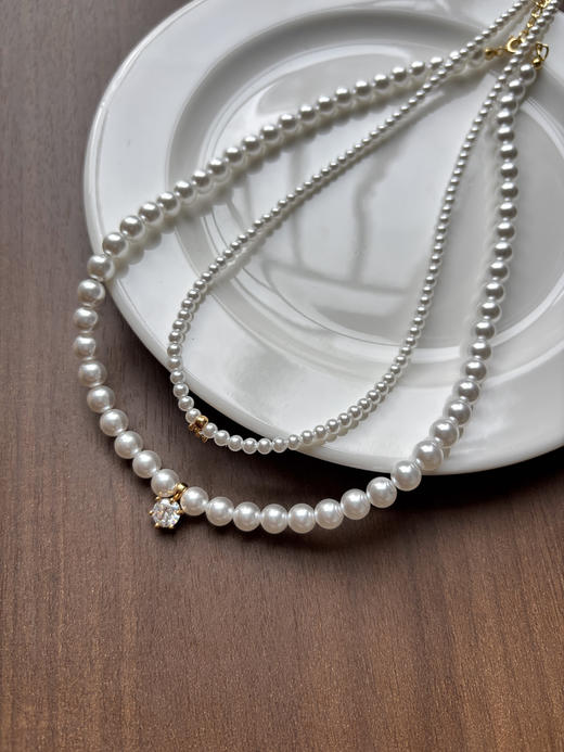 小众品牌正品简约经典优雅温柔珍珠真锆钻项链 商品图3