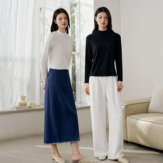 【弹弹蚕丝肌肤衣】桑蚕丝莫代尔女士保暖上衣弹力打底衫金三塔  NZFFC722 商品图1