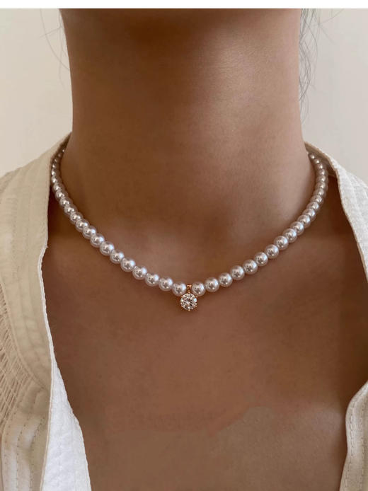 小众品牌正品简约经典优雅温柔珍珠真锆钻项链 商品图12