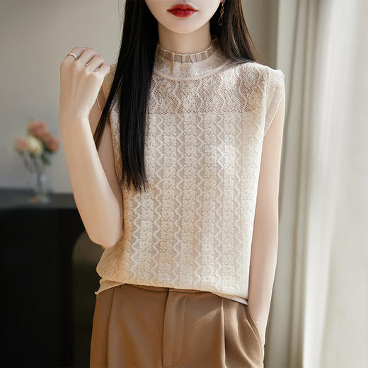 【预售3天】PY 女神前幅镂空木耳边背心 &NS5009 商品图0
