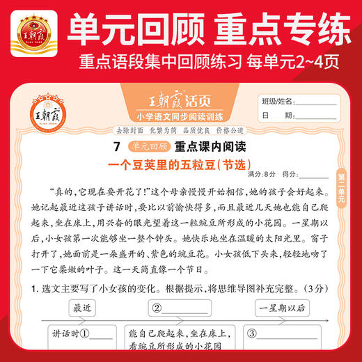 2025秋上王朝霞小学语文同步训练1-6年级语文阅读训练 商品图2