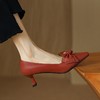 【预售5天】软羊皮真皮红色小跟高跟鞋春秋新款红色蝴蝶结尖头单鞋YF&d6096 商品缩略图0