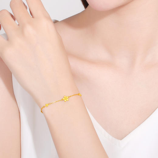 周六福新款小桃花黄金手链女太阳花金手链计价送女友节日礼物 商品图2