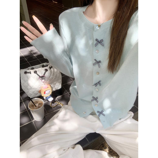 <曾小咸推荐>韩系甜美风蝴蝶结长袖针织开衫 商品图1