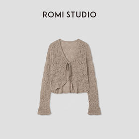 ROMI STUDIO“随性松弛”天然亚麻法式镂空编织系带开衫 RWCRSZ4589