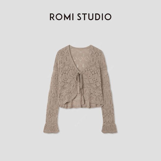 ROMI STUDIO“随性松弛”天然亚麻法式镂空编织系带开衫 RWCRSZ4589 商品图0