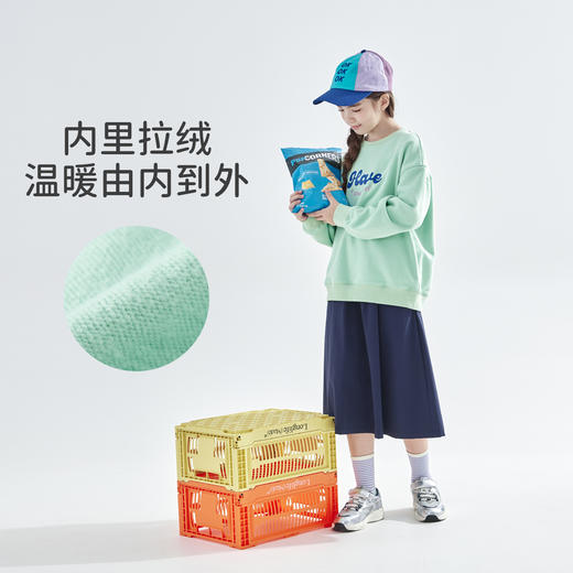 cicochild 2025年秋季新款女童圆领卫衣内里拉绒保暖印花百搭上衣 商品图1